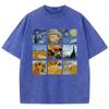 Cotton Women Washed T-Shirts Van Gogh'S Starry Night And Sun