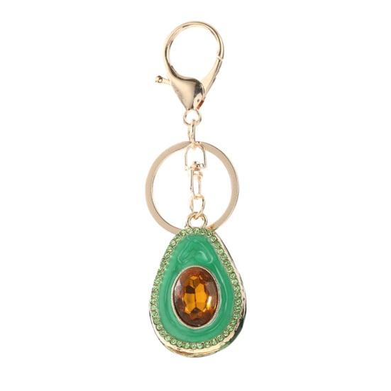 

Keychain Pendant Rhinestones Inlaid Avocado Design Key Chain with Anti-Oxidation Lobster Clasp Backpacks Accessory зелёный