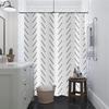 Boho Chic Black & White Striped Shower Curtain – Waterproof Polyester with Hooks, Machine Washable Bath Decor