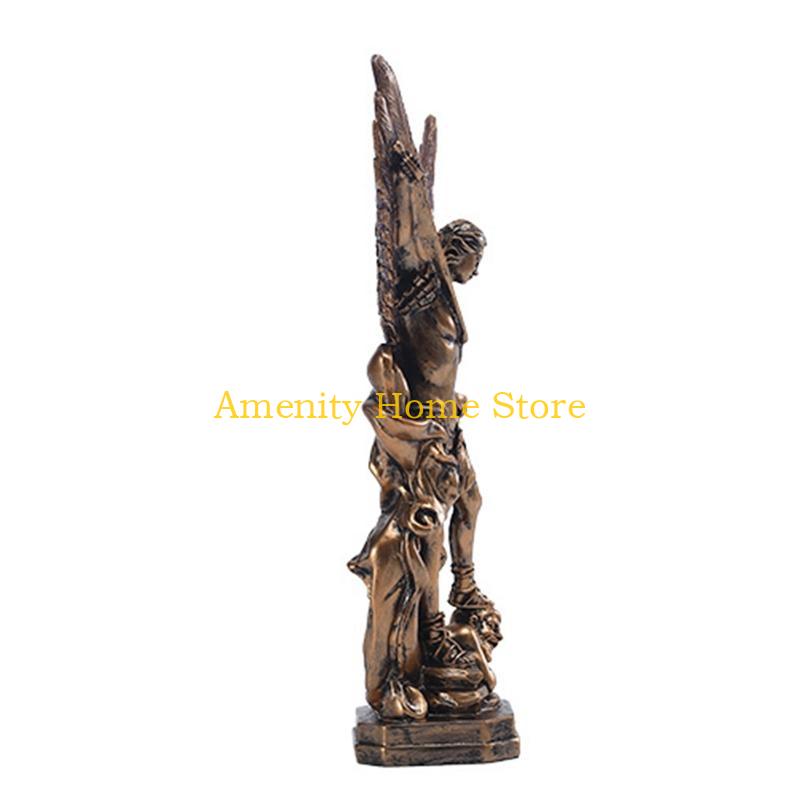 

F26C 12 Inch Archangel Michael Slaying Statue Collectible Angel Figurine Decor China Mainland