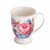 Kubek porcelanowy biały w róże na stopce elegancki 320ml 1szt Róża