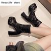 Plateau High Heel Damen Stiefeletten Mode Elegant Reißverschlüsse hinten Schuhe Herbst Winter Damen Moderne Kurze Stiefeletten