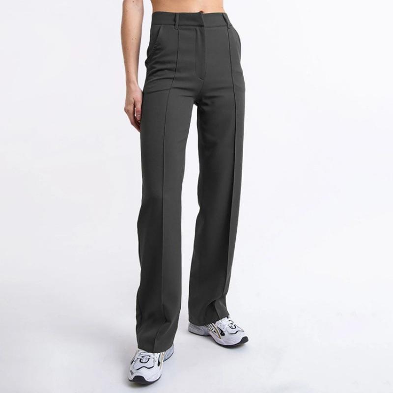 Commuter business casual pants spring and summer new solid color simple fashion straight wide-leg pants trousers slim-fitting women