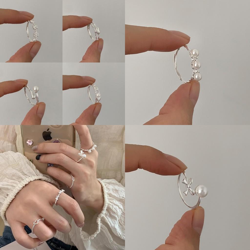 Unique Geometric Love Pearl Ring For Women High-quality Copper Adjustable Design Stylish Colors For Every Occasion