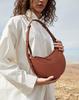 Paris Niche Design Genuine Leather Crescent Saddle Bag - Fashionable Shoulder Messenger Bag