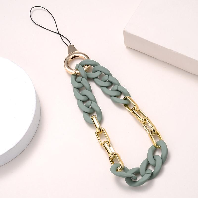 Classic Coloful Cellphone Hanging Cord Simple Metal Acrylic Beaded Mobile Phone Chain For Anti-Loss Telephone Lanyard Tether