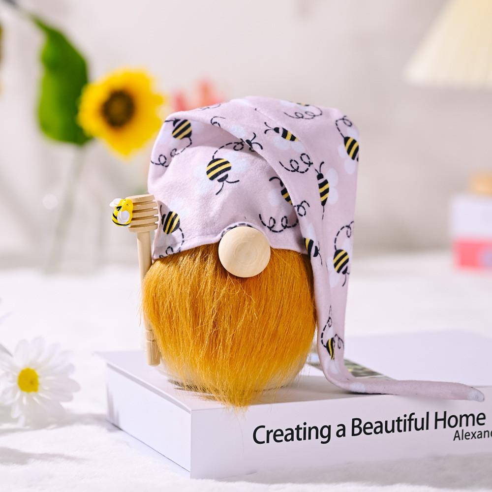 

Lovely Handmade No Face Doll With Bee And Floral Designs Perfect For Displays Seasonal Bee Hat