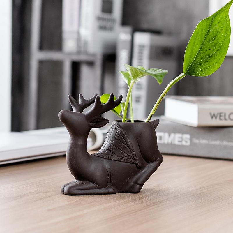 European Creative Cartoon Hydroponic Flower Pot Ceramic, Personalized Animal White Porcelain Flower Pot Green Plant Succulent Pot