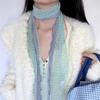 Women Skinny Scarf Checkered Thin Belt Long Tie Scarf Bag Handle Wrap Choker Elegant Scarf Decoration