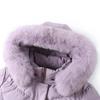 Elegant Vintage Women Down Coat Puffer Jacket Real Fur Collar Thick Warm Winter Plus Size Outerwear Middle Age Long Prakas