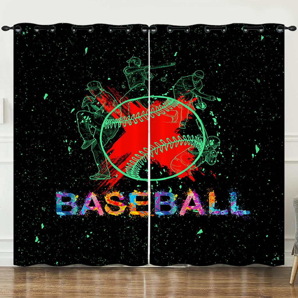 Curtains Sports World Cup 3D Digital Printing Blackout Curtain Punching