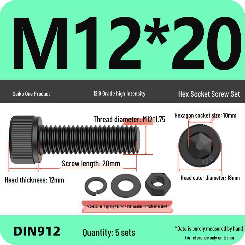 12.9 High Strength Socket Head Cap Screw and Nut Set M8-M16.