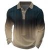 Men'S 3D Digital Print Long Sleeve Polo Shirt Breathable Casual Top Slim Fit Quick Dry Classic Collar Multi Colors Fall Winter