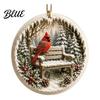 Festive Hanging Decor Acrylic Christmas Red Bird Ornament, Snow Scene Pattern Xmas Tree Ornaments Decor, Retro Round Pendant for Winter Holiday Party