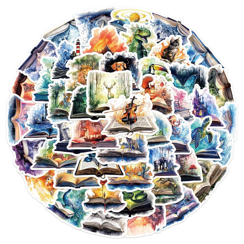 50Pcs Vintage Cute Witch Magic World Stickers Aesthetic Magic Book Graffiti Stickers for DIY Luggage Laptop Skateboard Motorcycle Bicycle Stickers