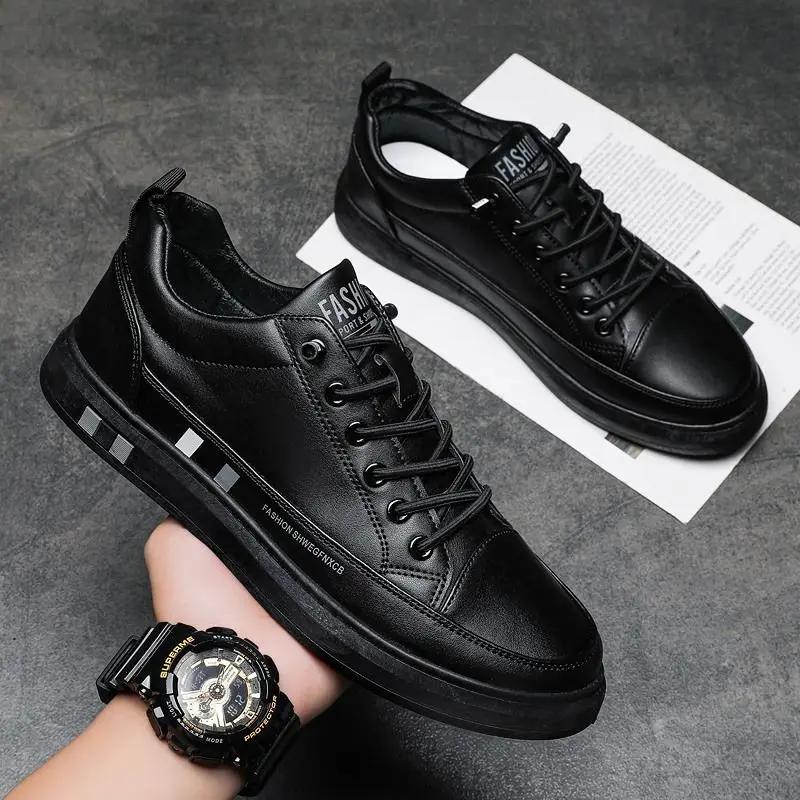 Men's Shoes Spring and Autumn New Fashionable Versatile Thick Soled Board Shoes Business Formal Casual Leather Shoes Work Shoes