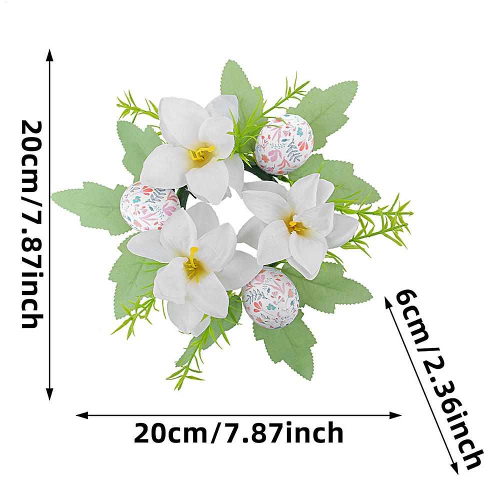 Easter Candle Ring Wreath Egg Candle Holder Ornaments Living Room Dining Table Artificial Flower Candle Wreath Atmosphere Decor