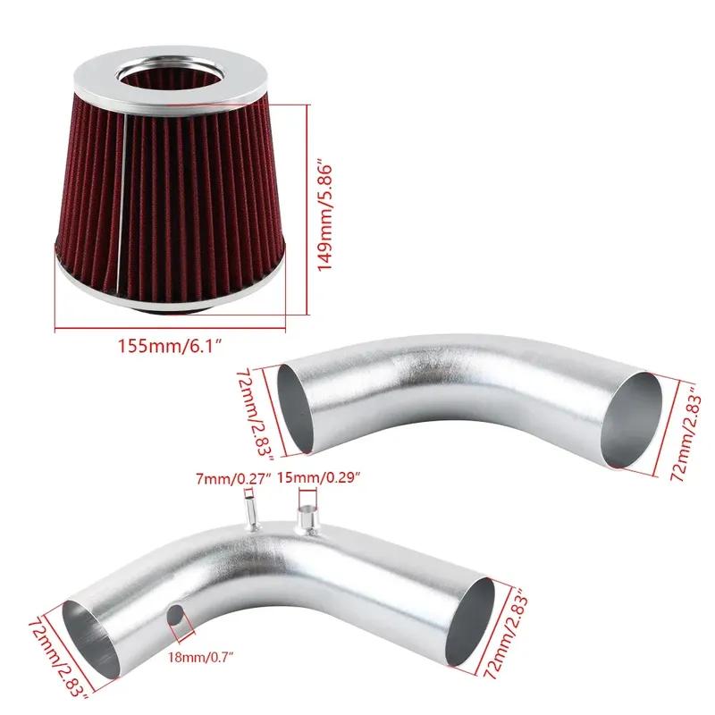 System dolotu powietrza 3" Rura dolotu zimnego powietrza Zestaw filtrów Do EG/EK/DC2 z swappedowanym silnikiem K20 K24 Do Honda Civic Acura Integra
