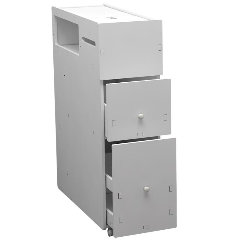 Waterproof Toilet Side Narrow Cabinet Mobile Bathroom Gap Organizer Floor Standing Storage Unit for Bathroom