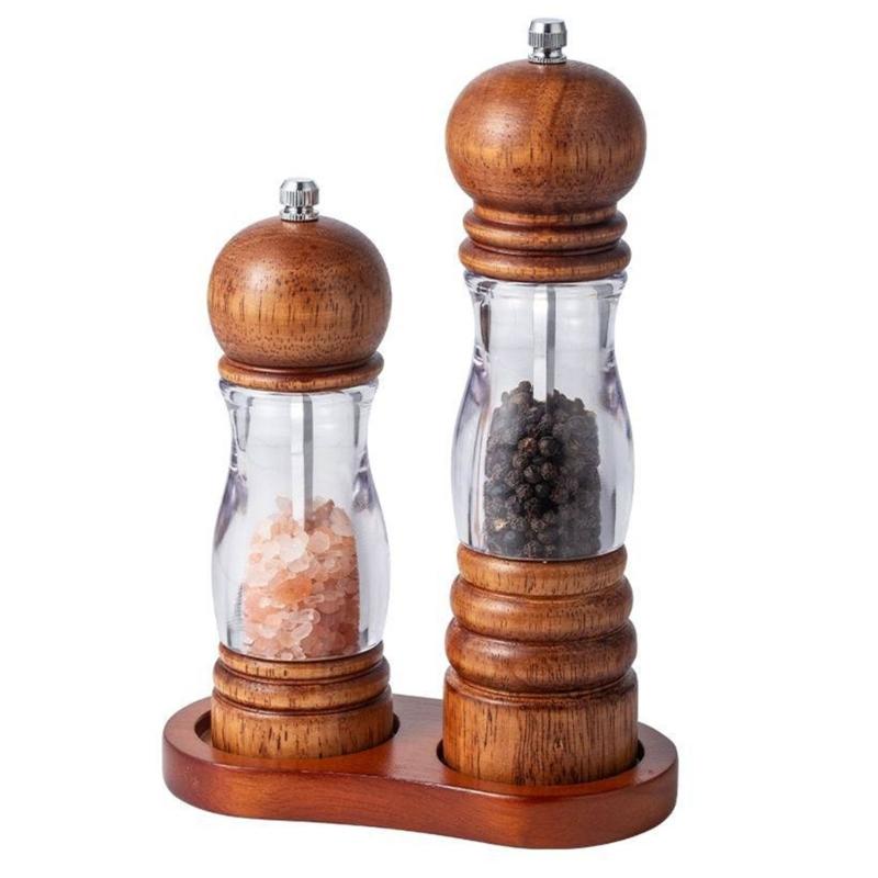 Manual Wood Peppers Grinder Adjustable Coarseness Peppers Mill Refillable Manual Salt Grinder Kitchen Tool Easy to Use