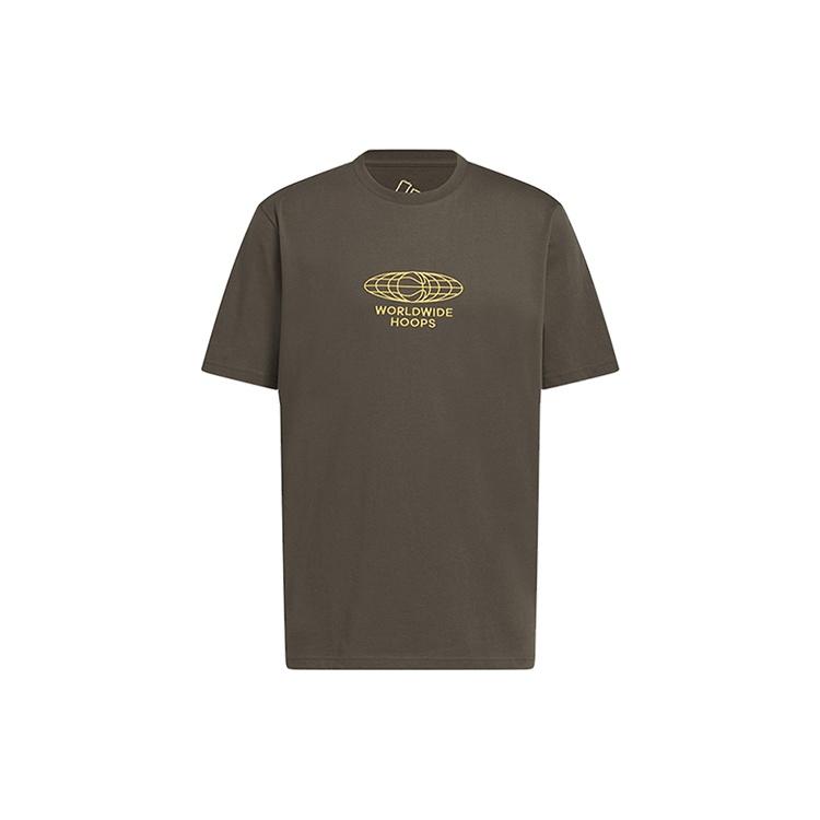 adidas Worldwide Hoops Globe Basketball Printed T-Shirt Shadow Olive Men s IC1874 L