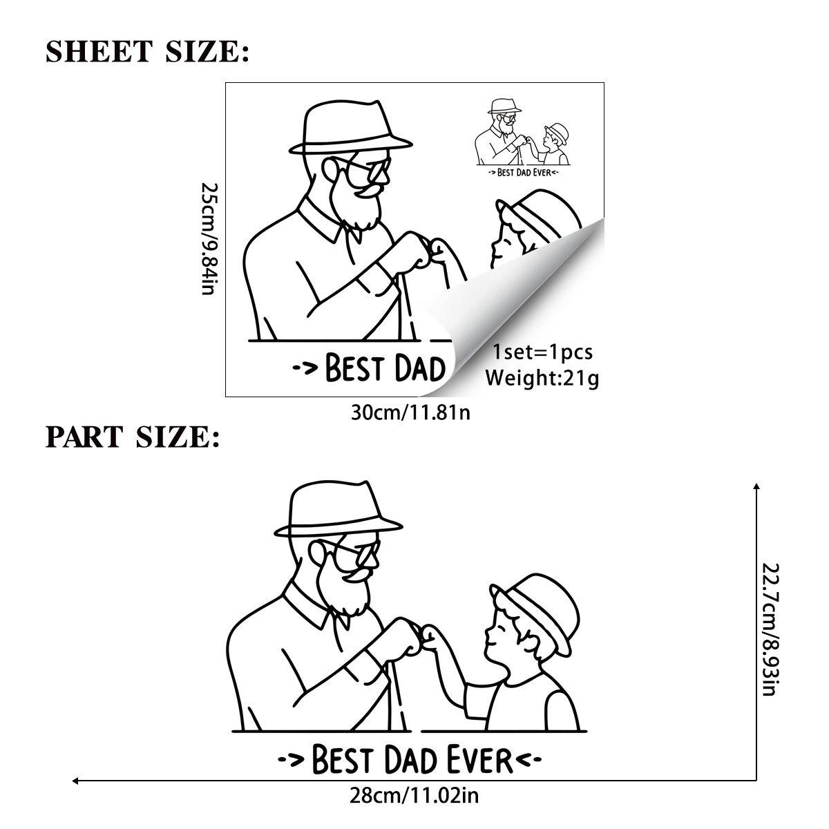

Self-adhesive BEST DAD EVER Wall Stickers Father’s Day Decor for Home Celebration 30cmx25cm разноцветный