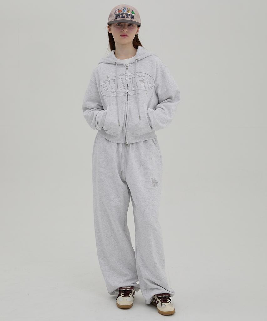 WAIKEI Logo Embroidered Sweatpants Melange White