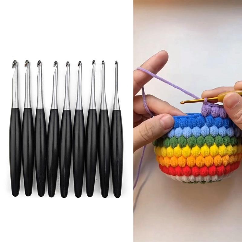 1 Set Crochet Hook Set Wood Handle Crochet Needle 3.5mm To 8.0mm Knitting Needle Knitting Tool Crochet Accessories
