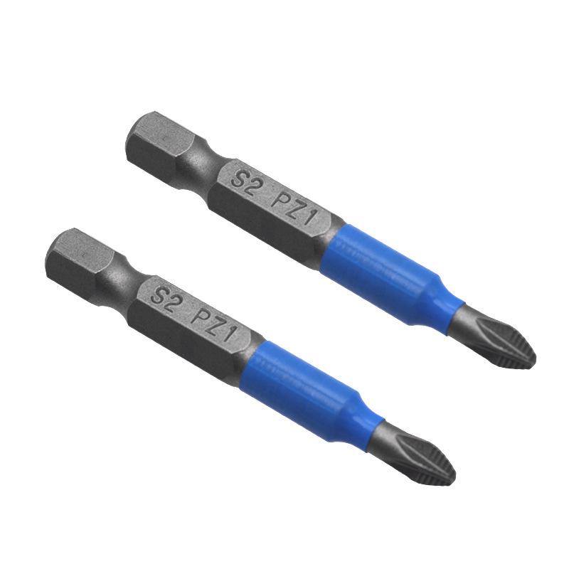 Blue Leather Case 12-Piece Cross-Head Anti-Slip Bit Set, S2 Material, 50mm Screwdriver Blades