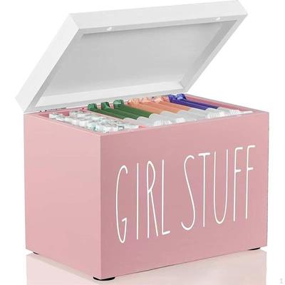 Cutie de depozitare baie pentru produse feminine cu capac Organizator din lemn