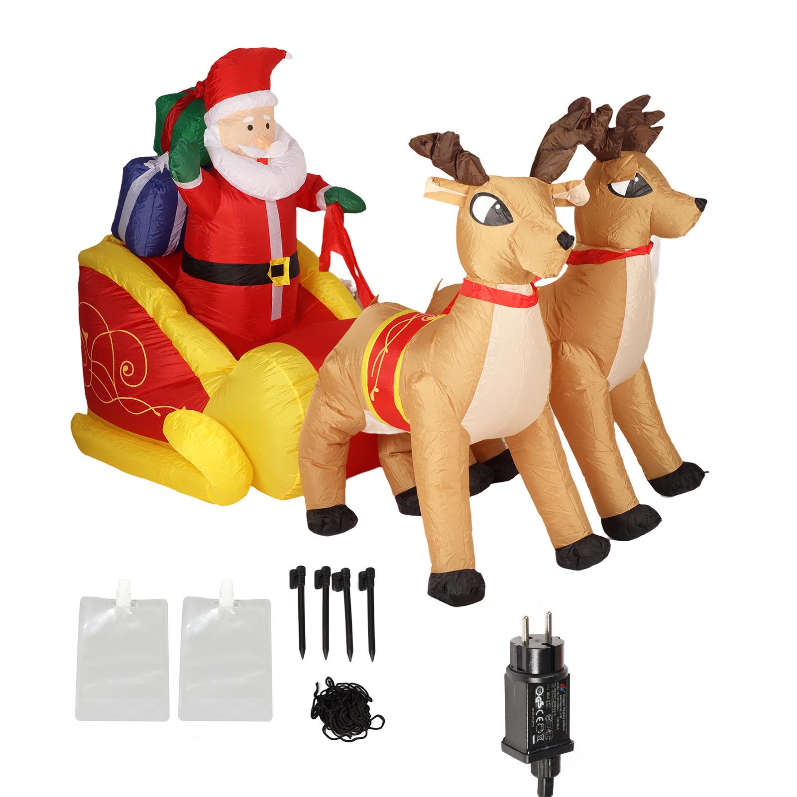 

Надувные сани Санты, украшение из полиэстера, светящиеся, с мощным вентилятором, рождественский Санта и