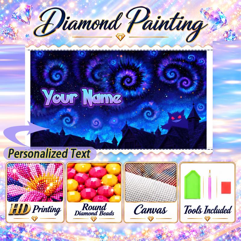 Personalized Gengar Diamond Art Custom Name 5D Diamond Painting Full Drill DIY Craft