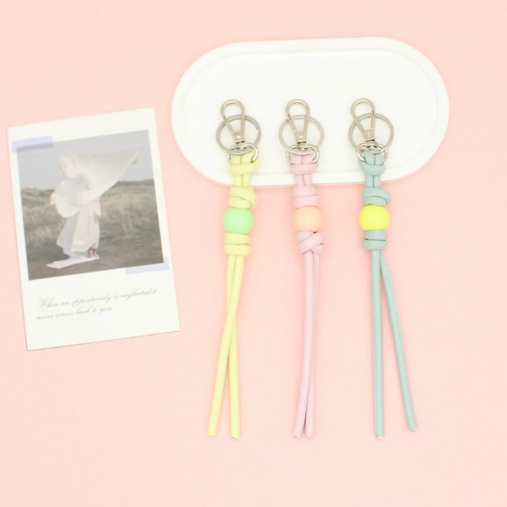 Stylish DIY Leather Woven Keychain Wrist Strap - Creative Pendant for Car or Bag