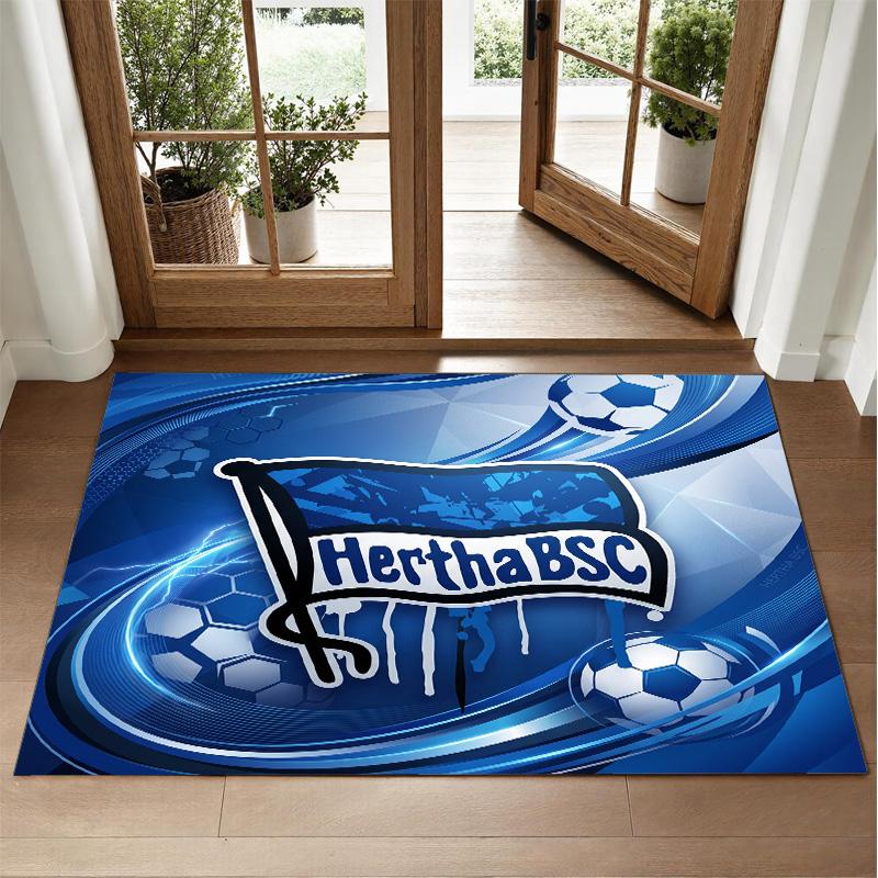 hertha bsc FC Design Crystal Velvet Rug Soft Decorative Mat for Bedroom Entrance