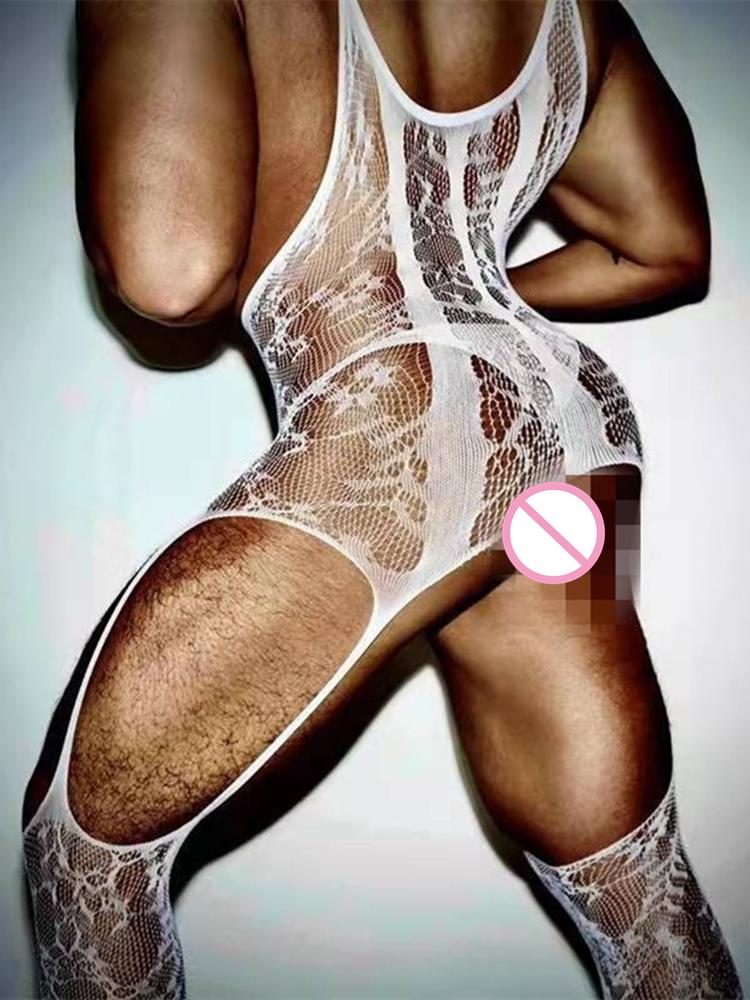 Sling Lingerie For Men Body Stocking Erotic Crotchless Sexy Mesh Underwear Black Porn Babydoll Lenceria Bodysuit Curvy Costumes