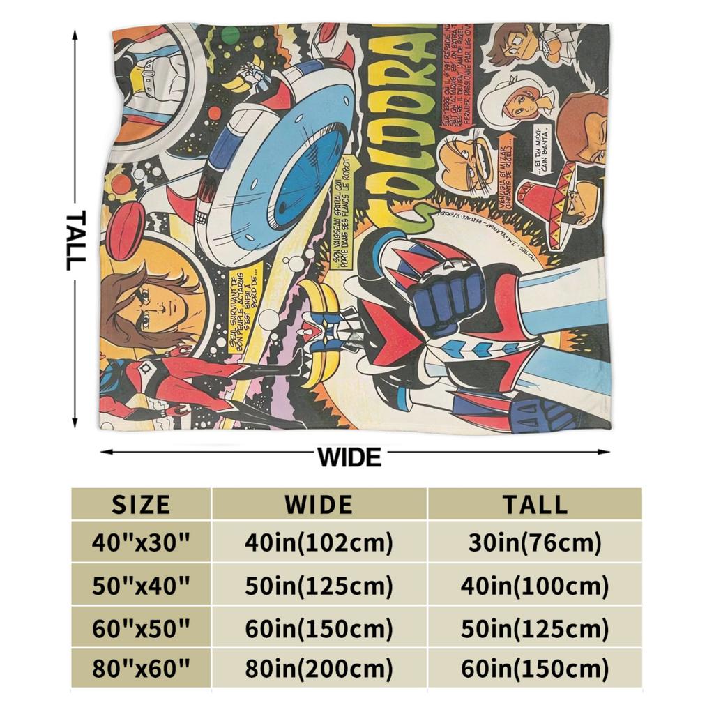 Goldorak Cartoon Blanket  Super Soft Print Plush Bedding Throws For Couch Chair Airplane Travel Flannel Bedspread Bed Cover