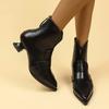 Fashion 2025 Pointed Toe Women Hot Selling High Quality Fashionable Ankle Boots Mid Heels Designer Leather Shoes Woman Trend