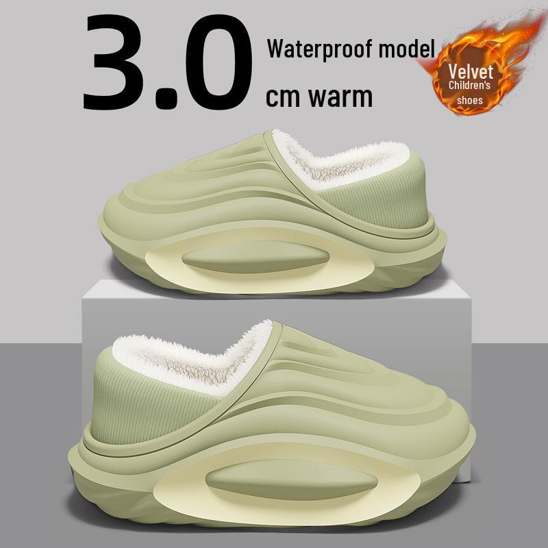2025 Warm Non-Slip Kids & Parent Cotton Slippers: Waterproof, Thick Sole for Winter Outdoor & Home Wear