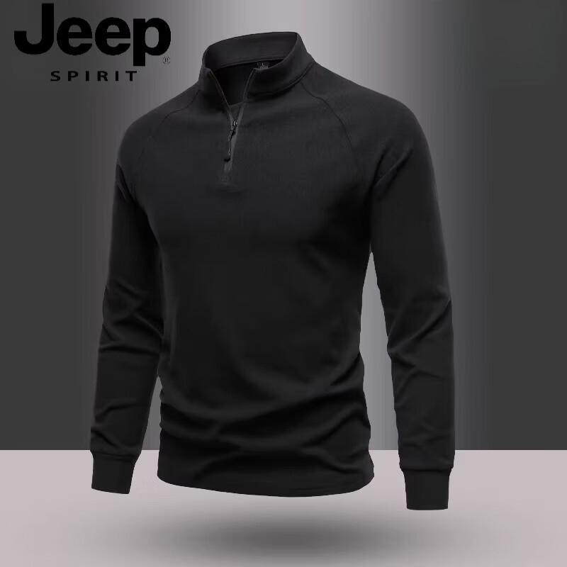 JEEP SPIRIT Men's Half-Zip Stand Collar Sweatshirt