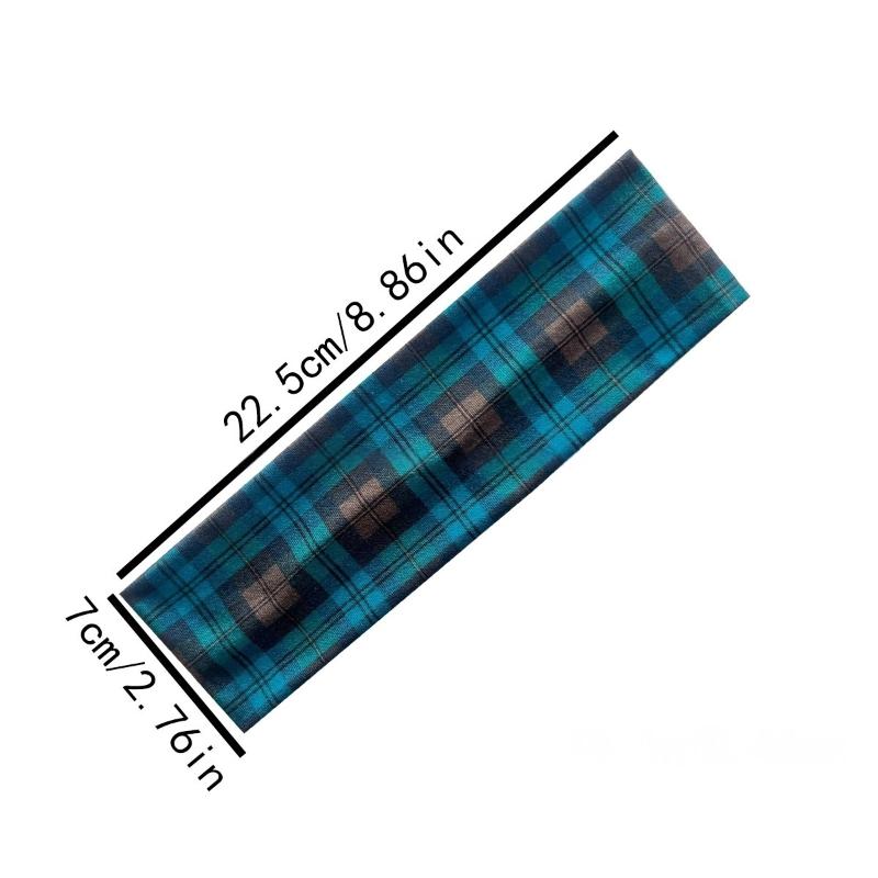 Retro Colored Checkered Pattern Headband Fashion Women Y2K Hair Accessories Cute Sweet Dating Hair Band Elastic Sports Headband