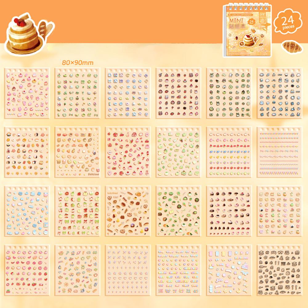 24 hand account stickers, mini nail stickers, cartoon stickers, decorative small patterns, high aesthetic value, cute