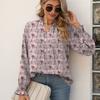 Autumn Women's Ruffled Loose Print Casual Shirt