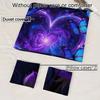 3 Piece Set Purple Dreamy Love Rose Valentine's Day Print Quilt Set,Including 1 Duvet Cover and 2 Pillowcases(excluding Padding)