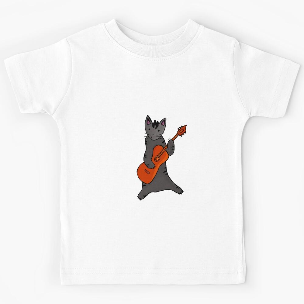 Cat Play Guitar Kids T-Shirt 130