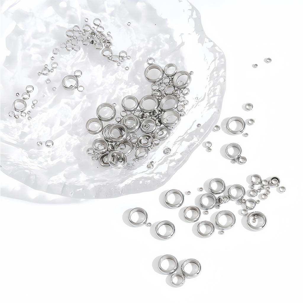 100pcs Stainless Steel Spacer Loose Beads 1.5mm 2mm 3mm 4mm 5mm 6mm 7mm Big Hole Bead for DIY Necklace Bracelet Jewelry Supplies