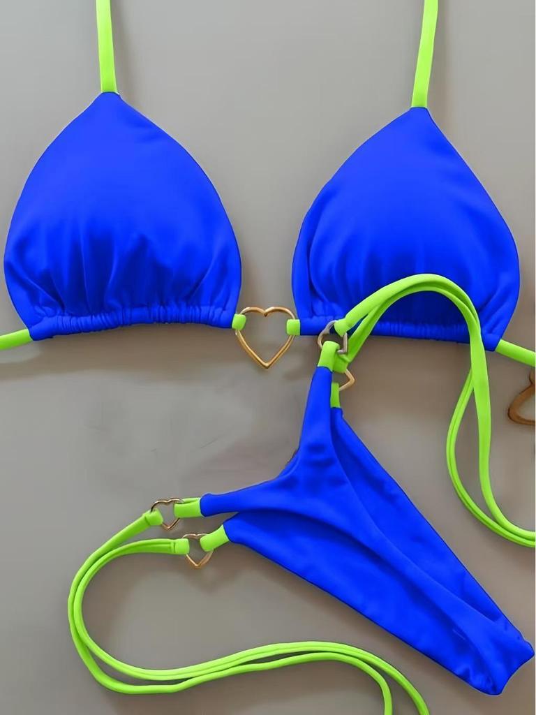 2025 Nylon Heart Bikini Set: Low Waist Tie-Up In Solid Color for Euro-American Fashion
