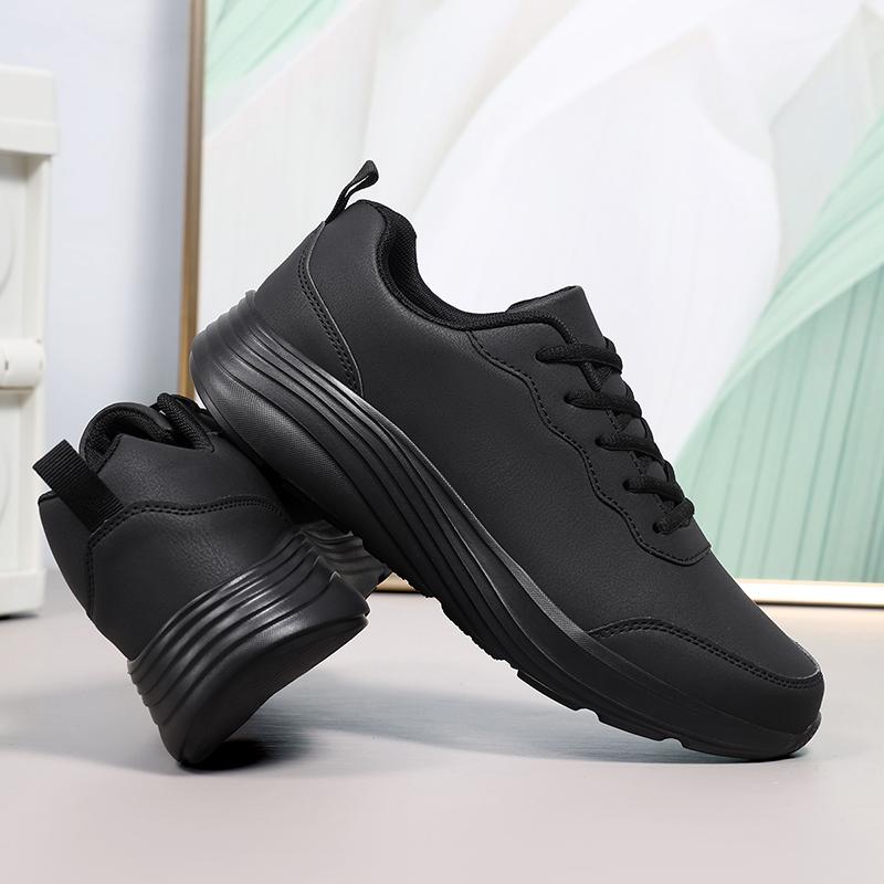 Mens Running Shoes Fashion Ultralight Leather Sneakers Summer Breathe Snug Lace Up Design Versatile Casual Shoes Daily Commuting
