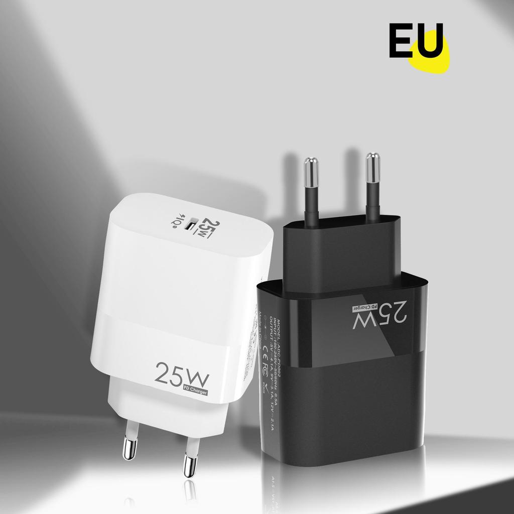 PD25W Type-C Charger: Single Port, EU/US/UK Standard Adapter for Mobile Phones