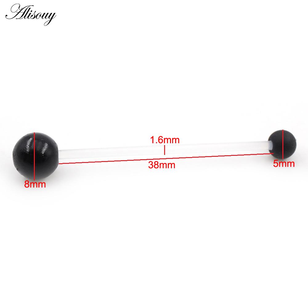 Alisouy 2PCS Candy Color Rubber Ball Women Men Long Industrial Barbell Ear Tragus Helix Cartilage Captive Stud Piercing Earrings