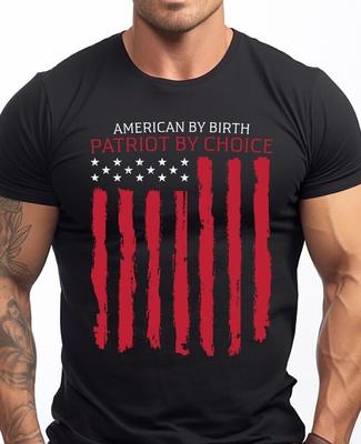 Amerikaan van geboorte Patriot door keuze Zwart T-shirt USA Patriotisch shirt voor mannen